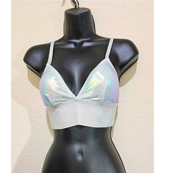 Cute Booty Bra Top Size Small Holographic Rave Club Pole - Picture 1 of 7